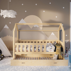 Niskie łóżko dla dziecka z barierką (Domek Trano PZ)